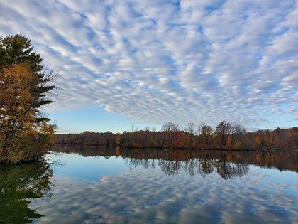 beautiful fall day reflecting on Otter Lake