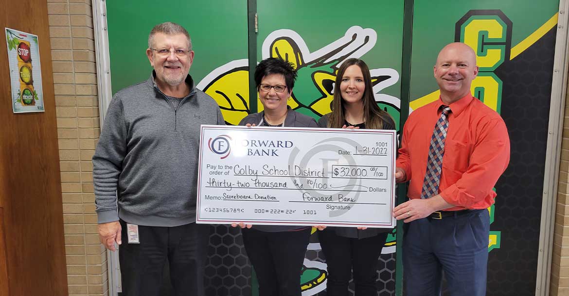 Forward Bank donates $32,000 Colby for new football scoreboard