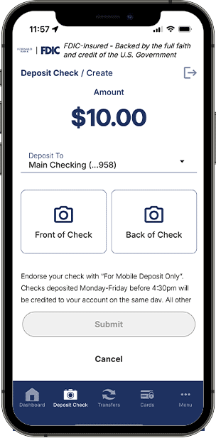 Mobile Screenshot - Retail - Deposit Check